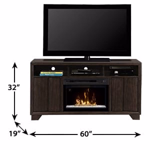 Bayne Electric Fireplace Media Console w/ Glass in Graphite