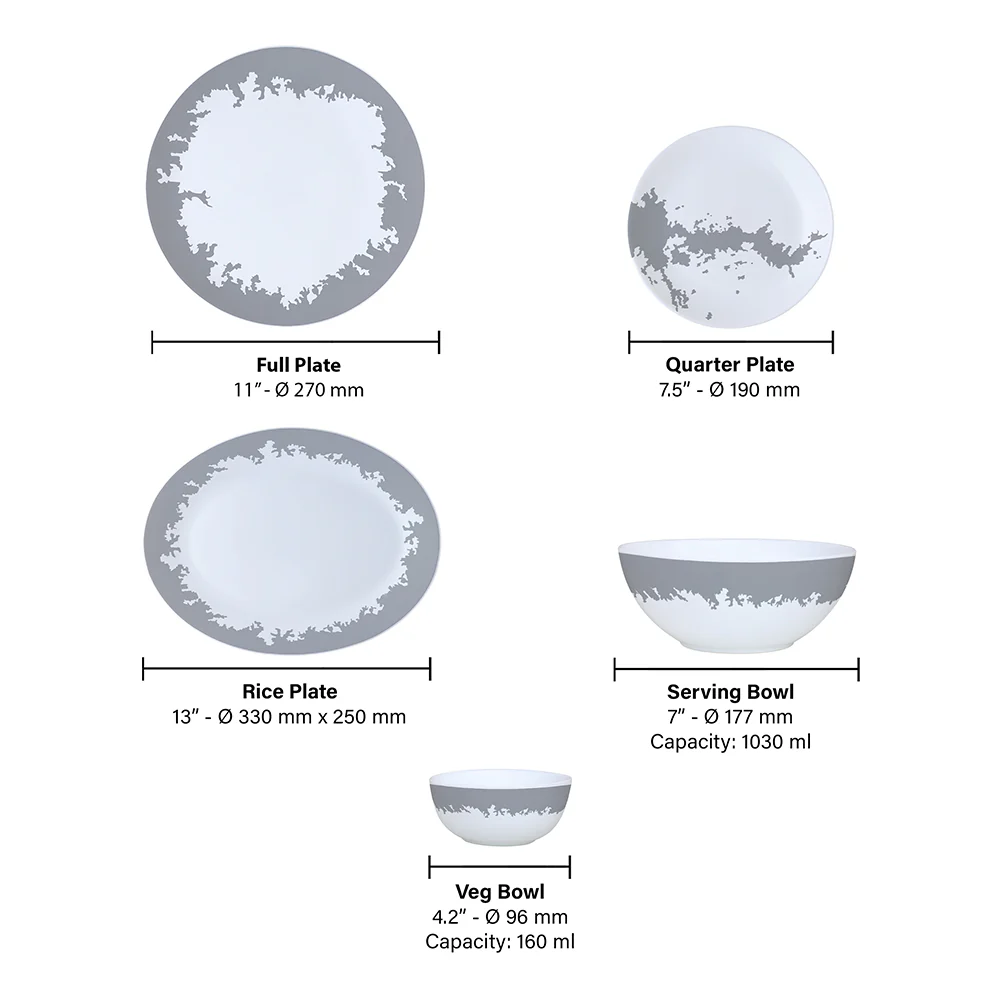 Larah by Borosil Silver Luna Dinner Set, 21 pc