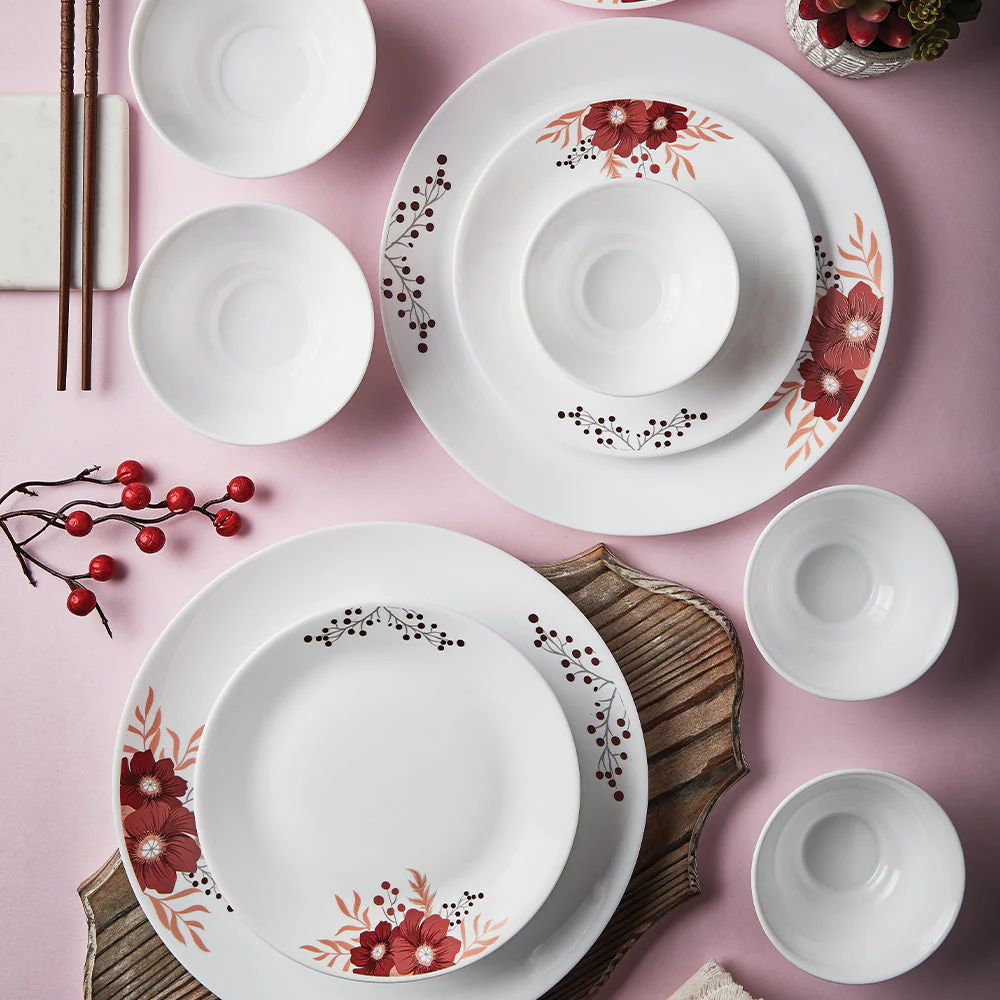 Larah by Borosil Paradise Dinner Set, 44 pc