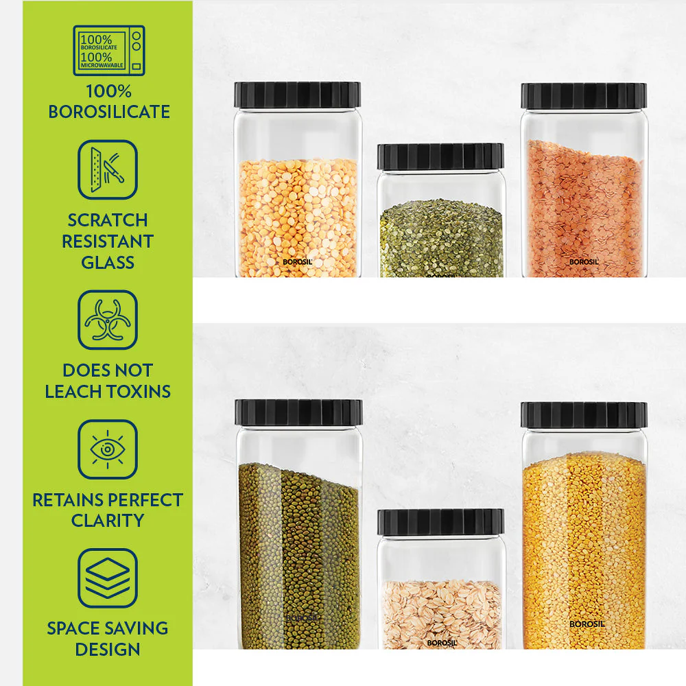 Endura Airtight Glass Jar with Black Lid