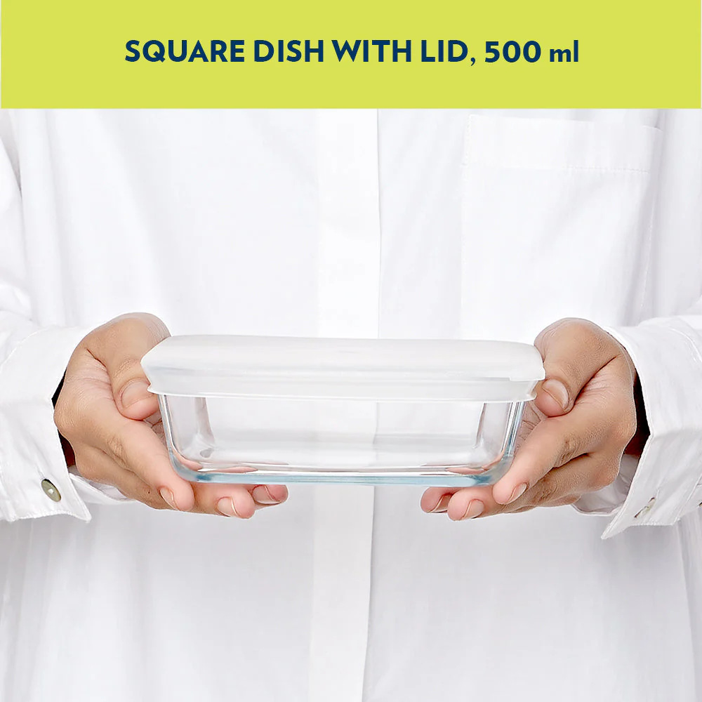 Borosil Square Baking Dish w lid, 500ml