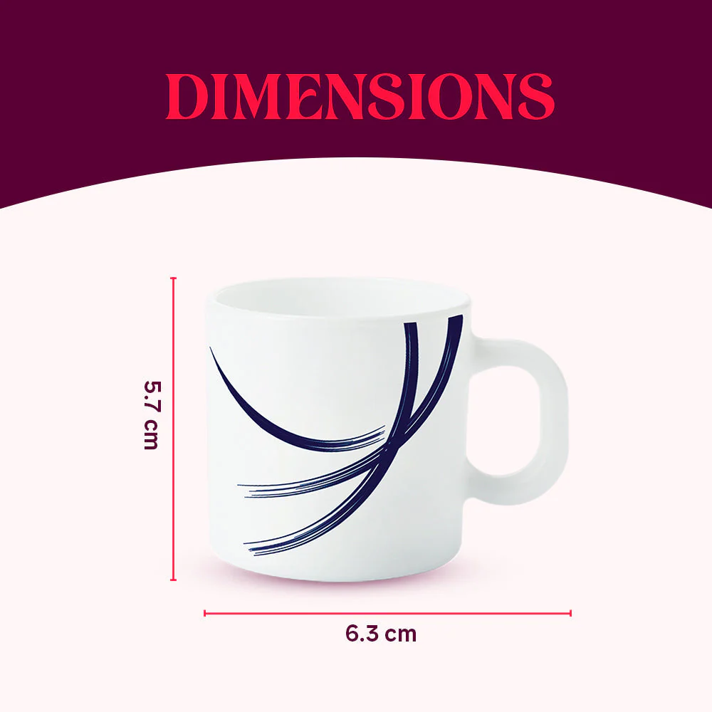 Larah by Borosil Indigo Stella Mug Set, 180ml x 12