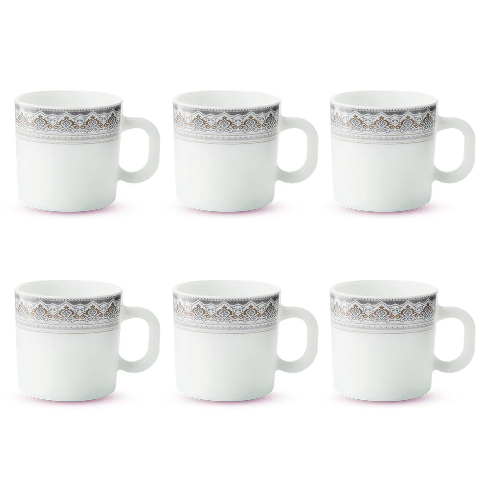 Larah by Borosil Classic Mug Set, 100ml x 6