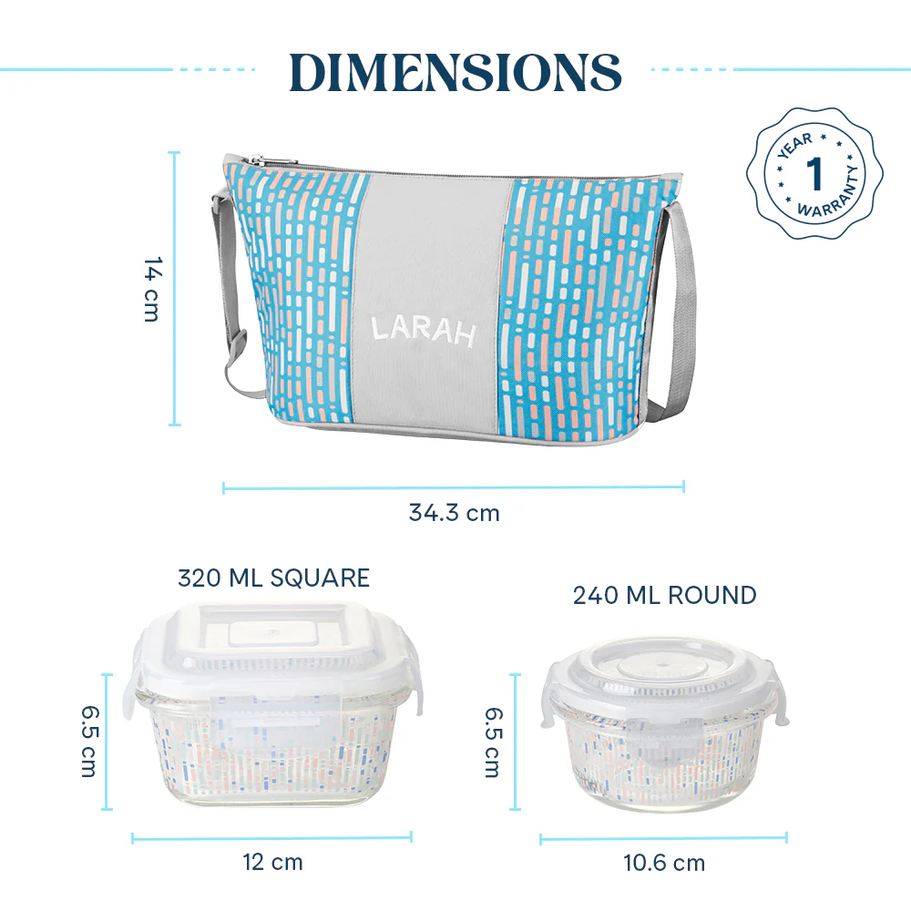 Larah Vogue Daisy Glass Lunchbox, Set of 4