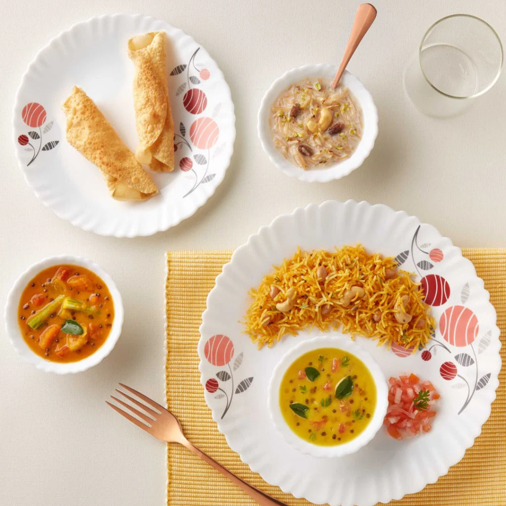 Larah by Borosil, Dahlia Dinner Set, 13 pc