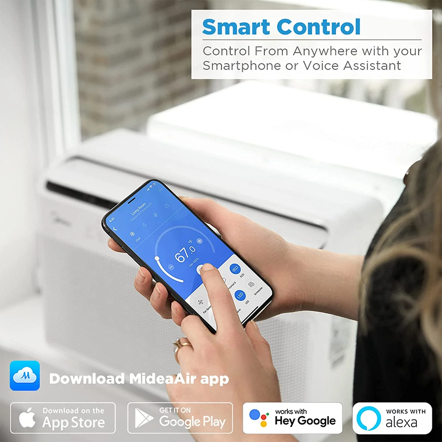 Smart Inverter Window Air Conditioner, Cools up to 350 Sq. Ft. 35% Energy Savings, Remote Control