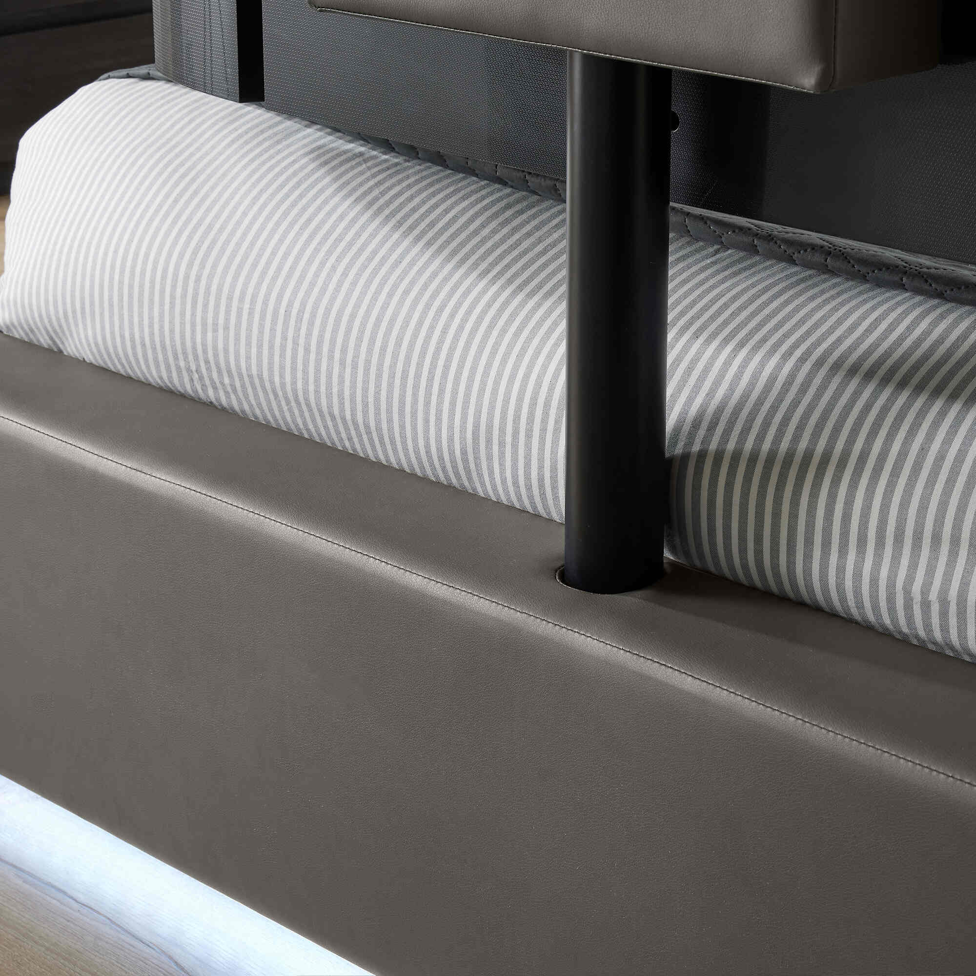 Ava Upholstered TV Bed with LED Lights - Grey (4 Sizes)