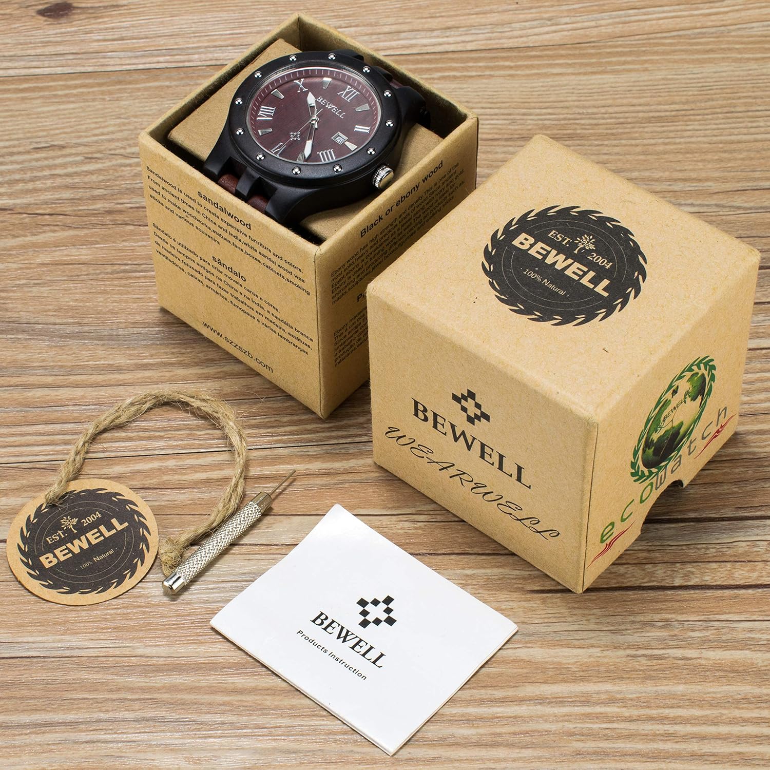 Men's Wooden Watches Handmade Analog Quartz Luminous Wristwatch