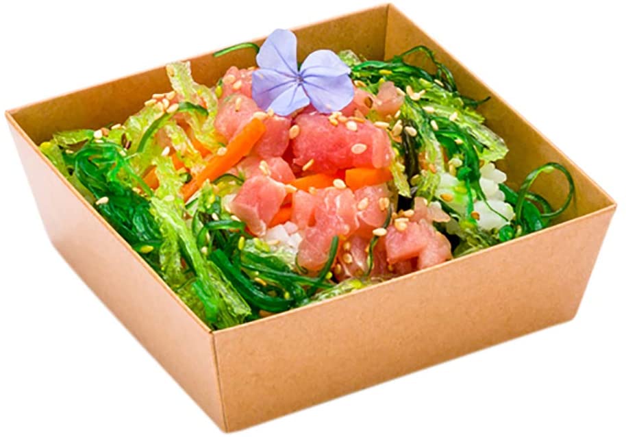 Large Paper Sushi Container, Tetra Sushi Box - Kraft Brown - 5
