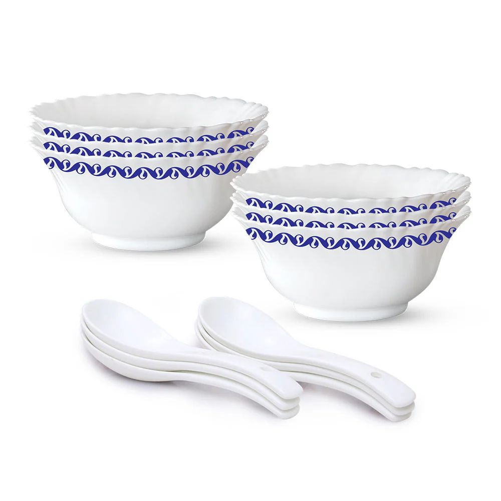 Larah by Borosil Jazzblue Soup Bowl w Spoon