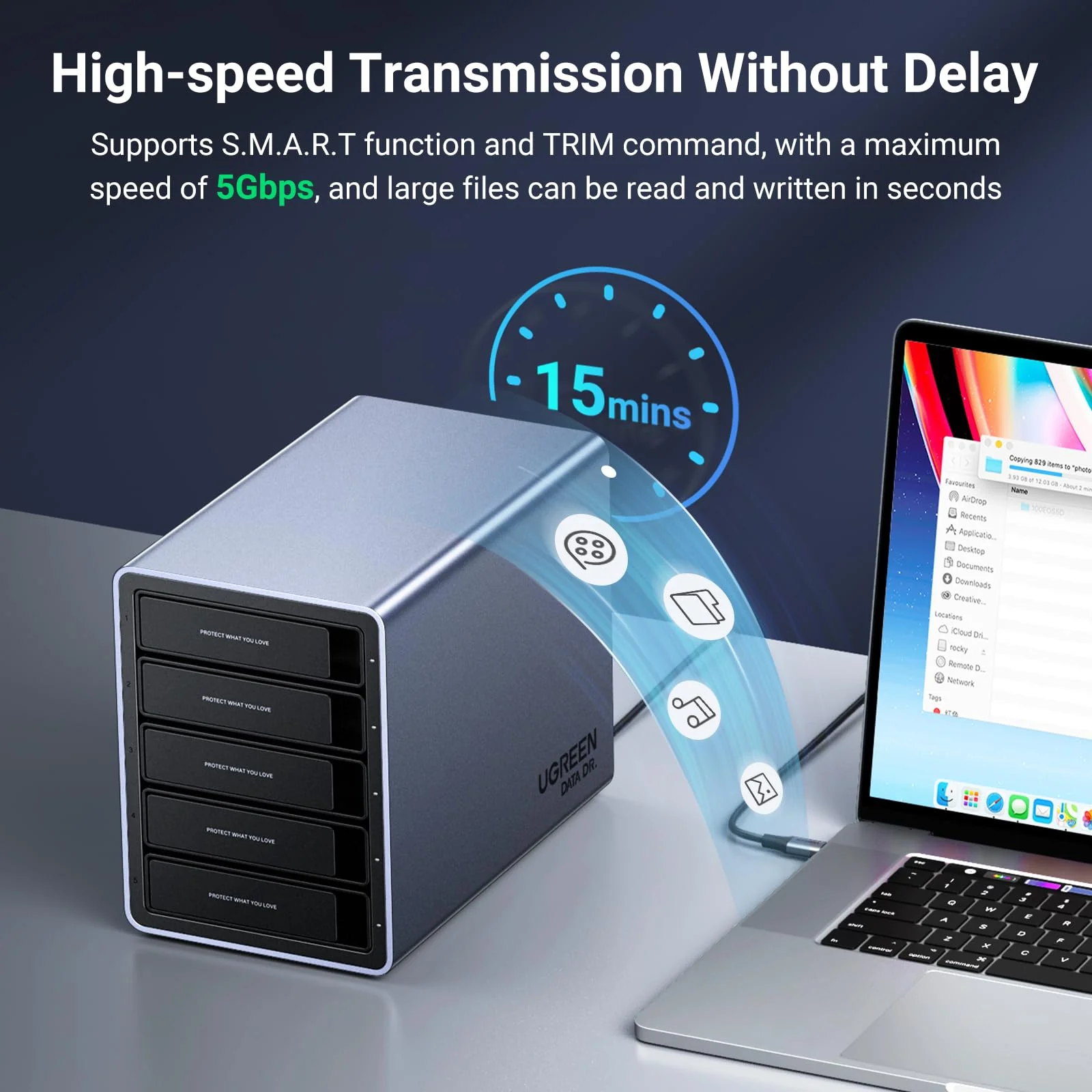 UGREEN 5 Bay USB C RAID Hard Drive Enclosure 100TB