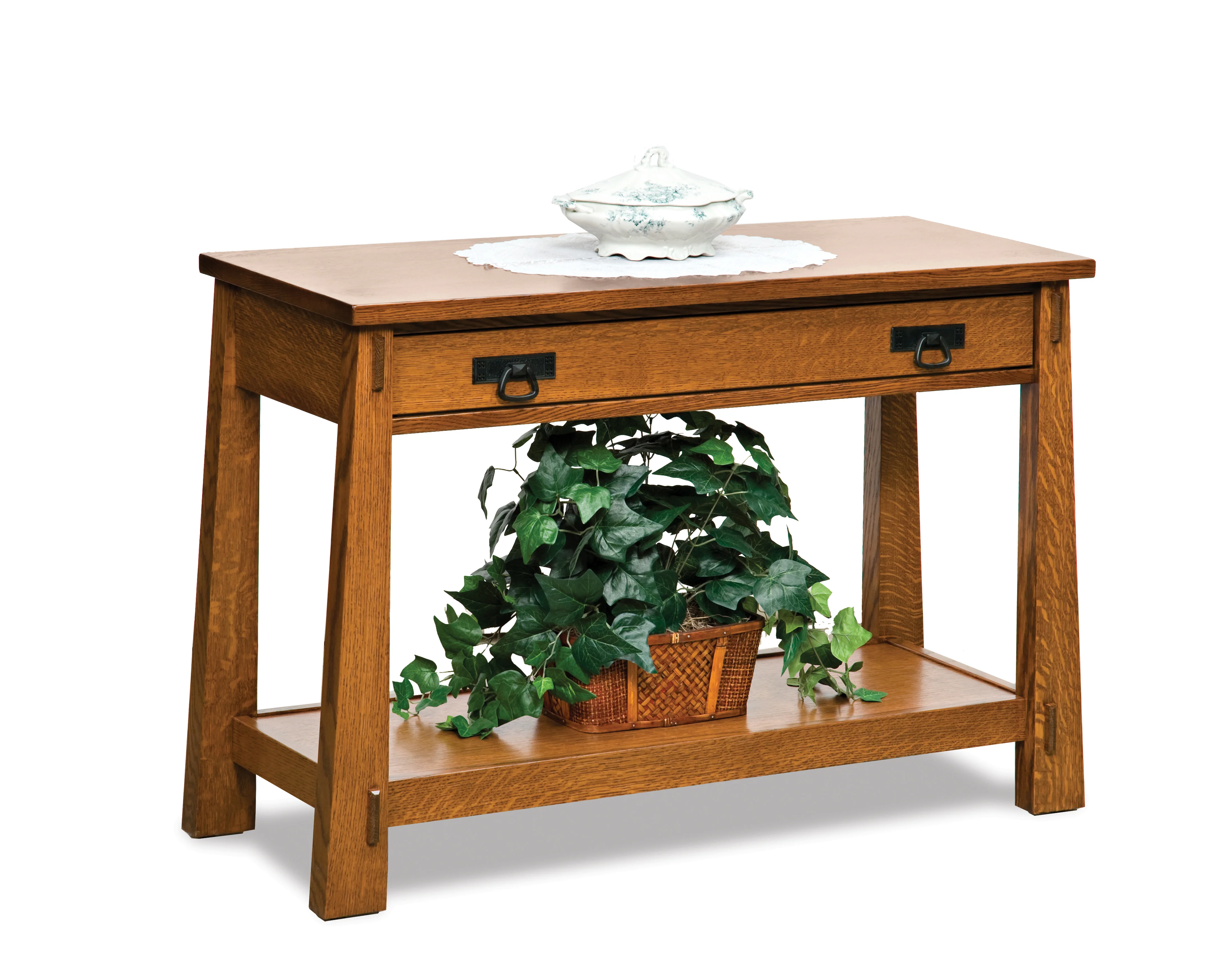 Amish Modesto Open Sofa Table with Drawer