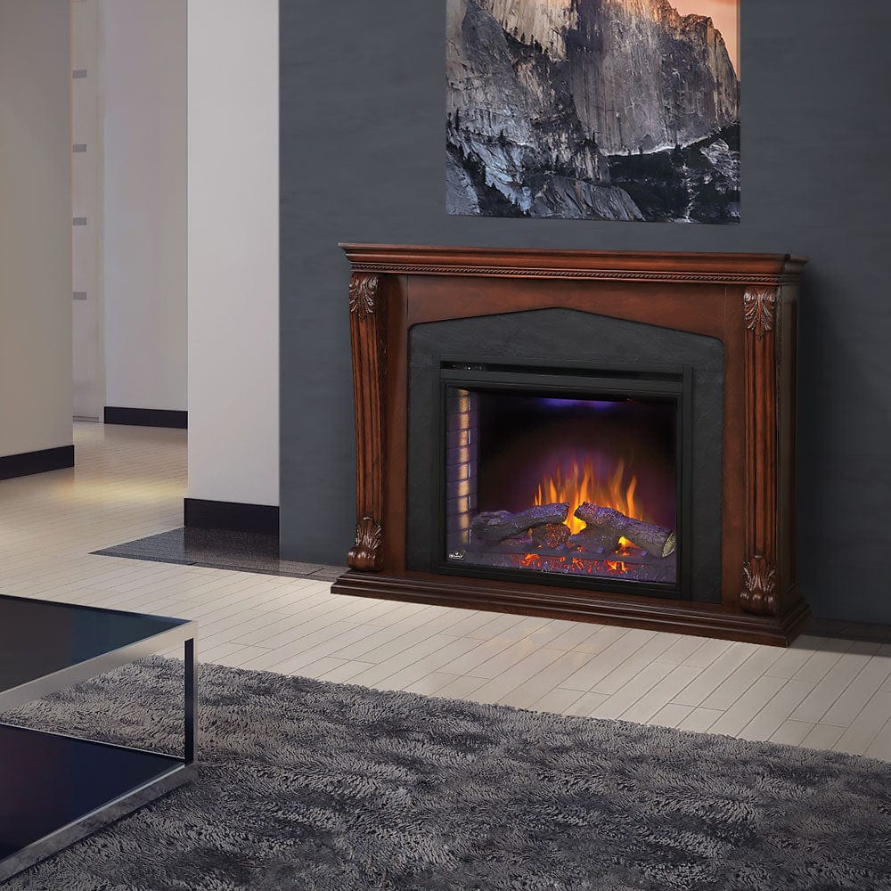 Monroe Electric Fireplace Mantel Package in Burnished Walnut