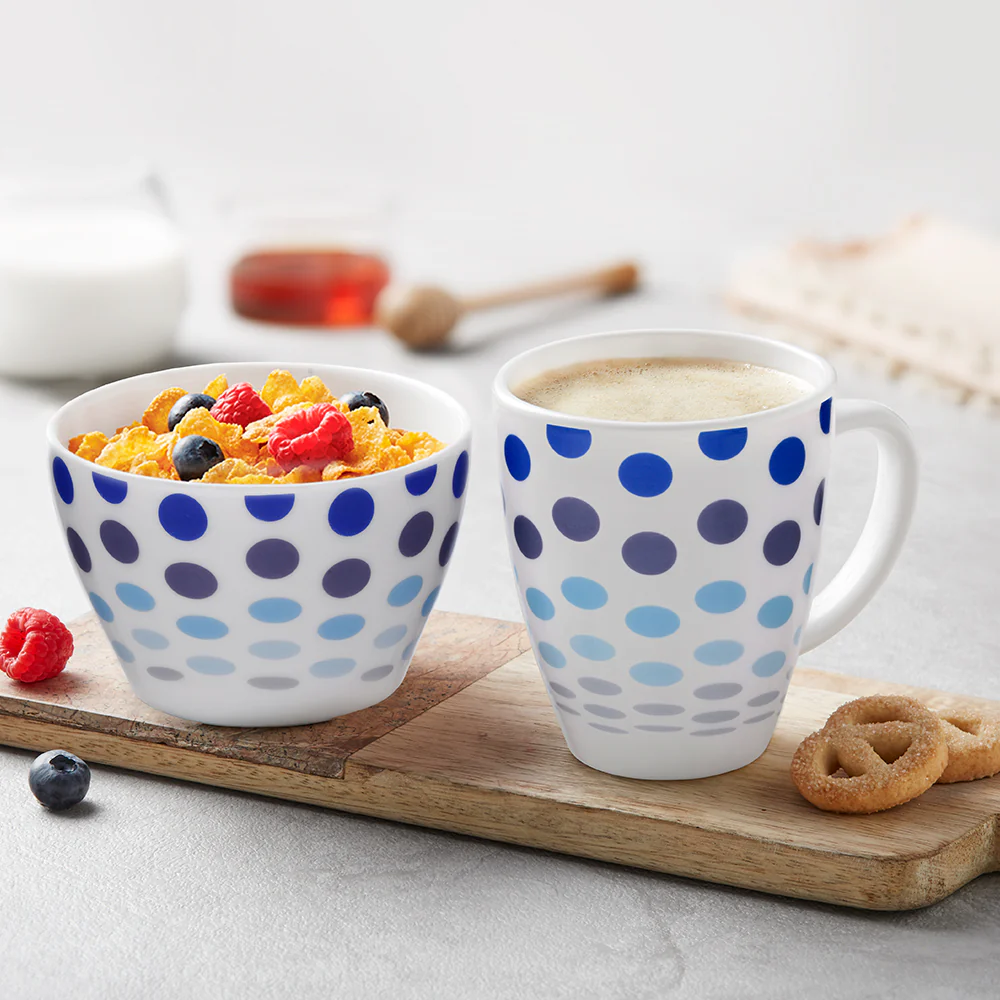 Larah by Borosil Polka Blue Breakfast Set, 2 pc