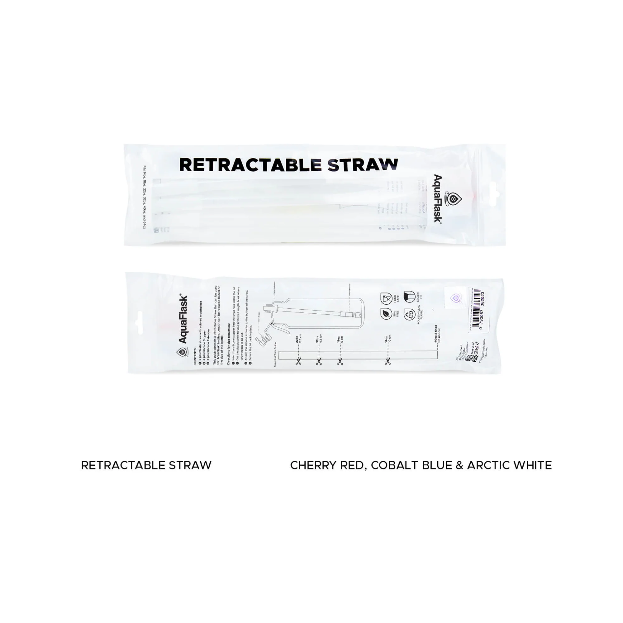 Aquaflask Retractable Straw Assorted