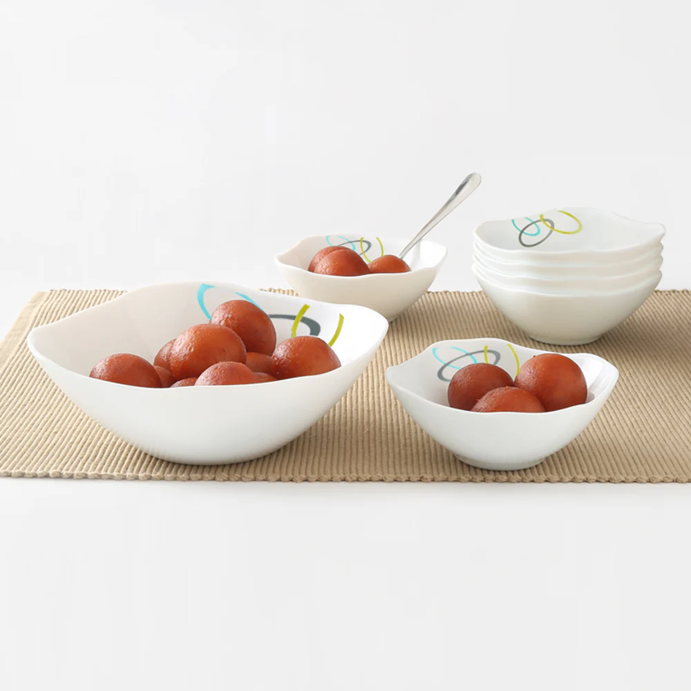 Larah by Borosil Jolly Pudding Set, 7 pc (Square)