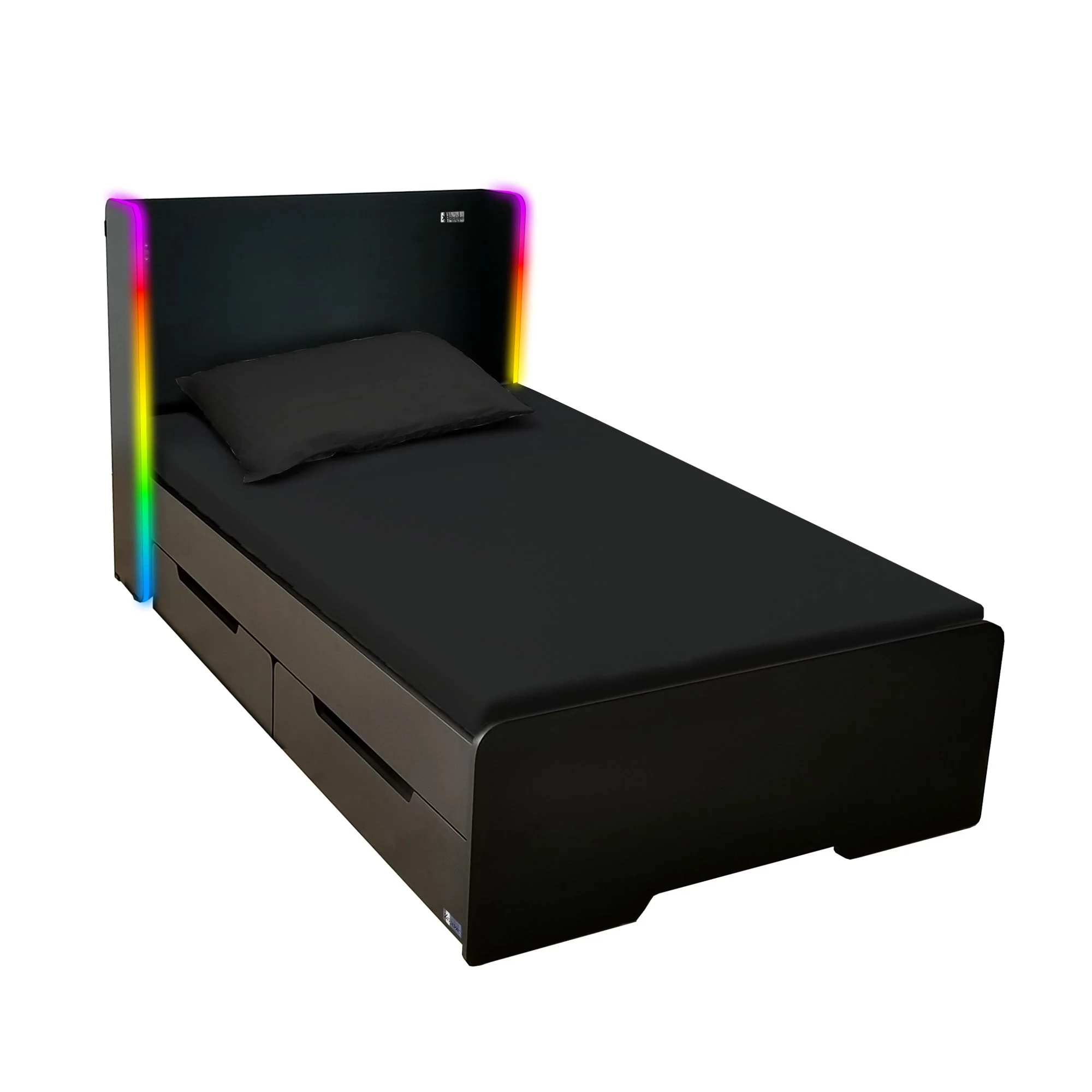 Electra LED Single Gaming Bed with Drawers - Black RGB