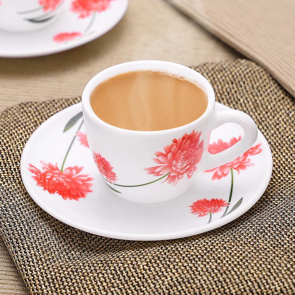 Larah by Borosil Belle Cup n Saucer Set, 90ml x 12