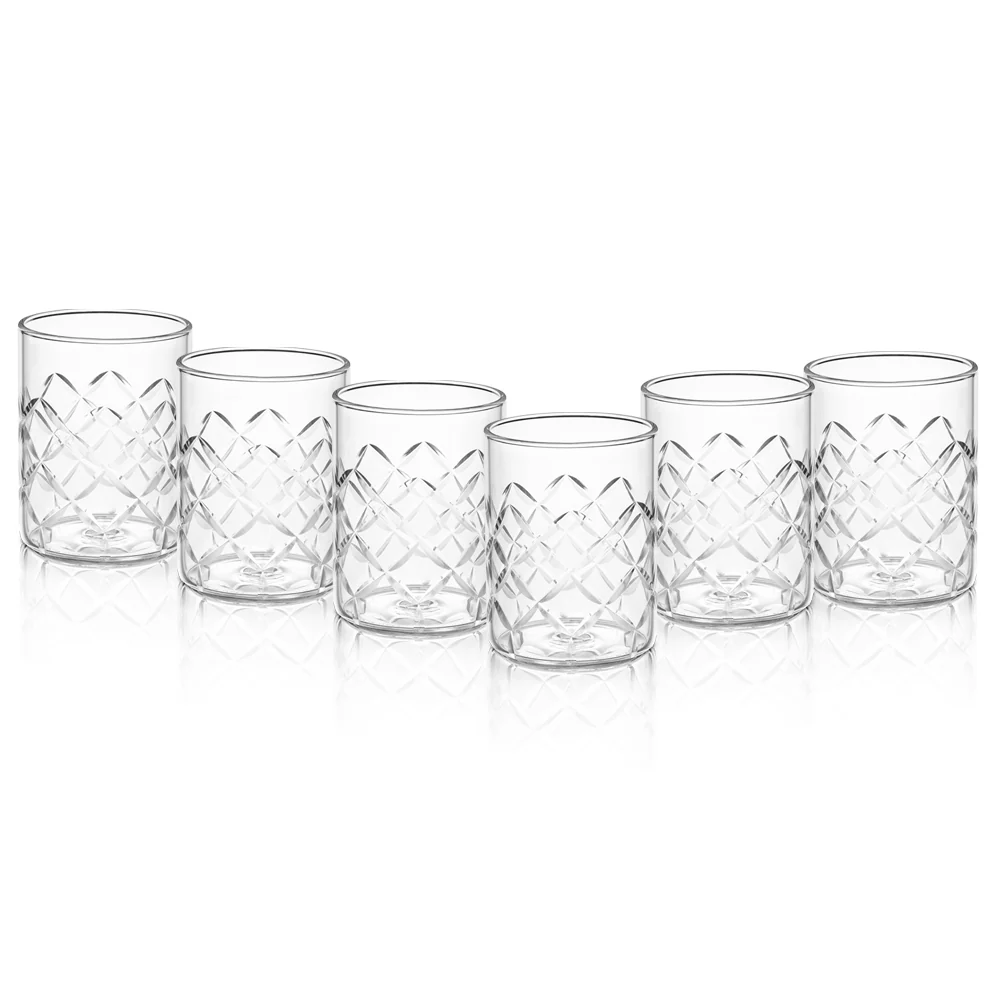 Borosil Crown Whiskey Glass, Set of 6, 350ml