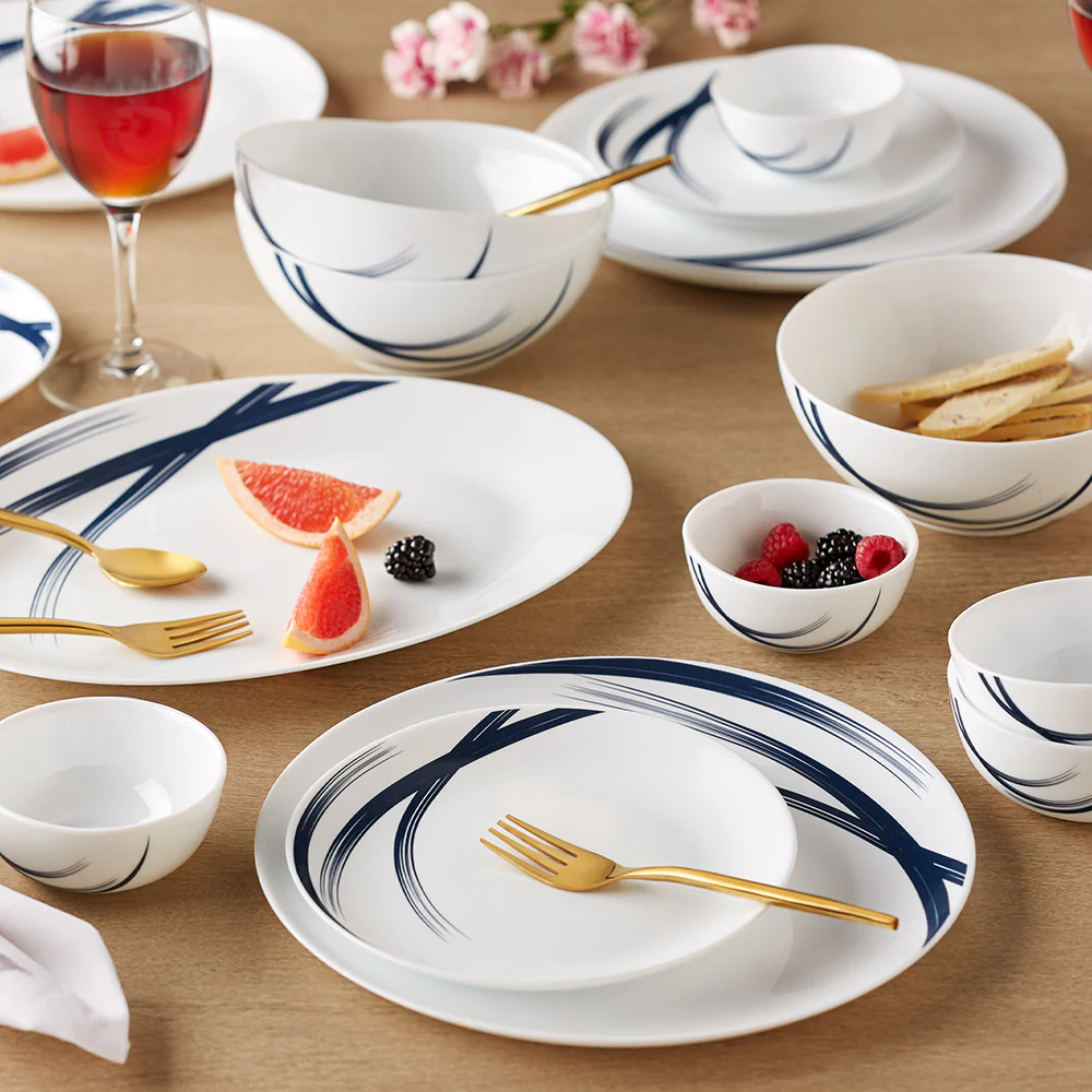 Larah by Borosil Indigo Stella Dinner Set, 36 pc