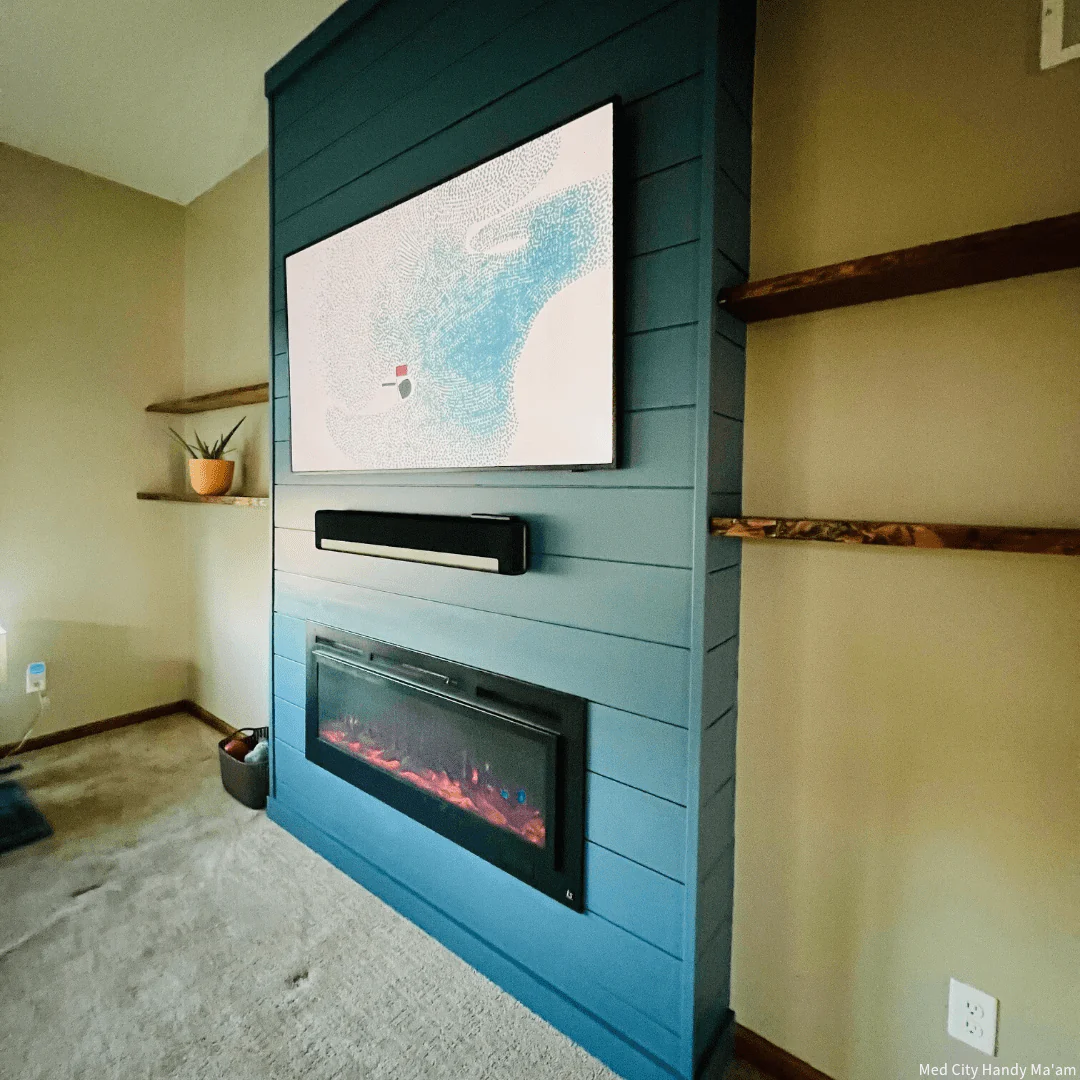 The Sideline Steel 50 Inch Mesh Screen Non Reflective Recessed Electric Fireplace 80013