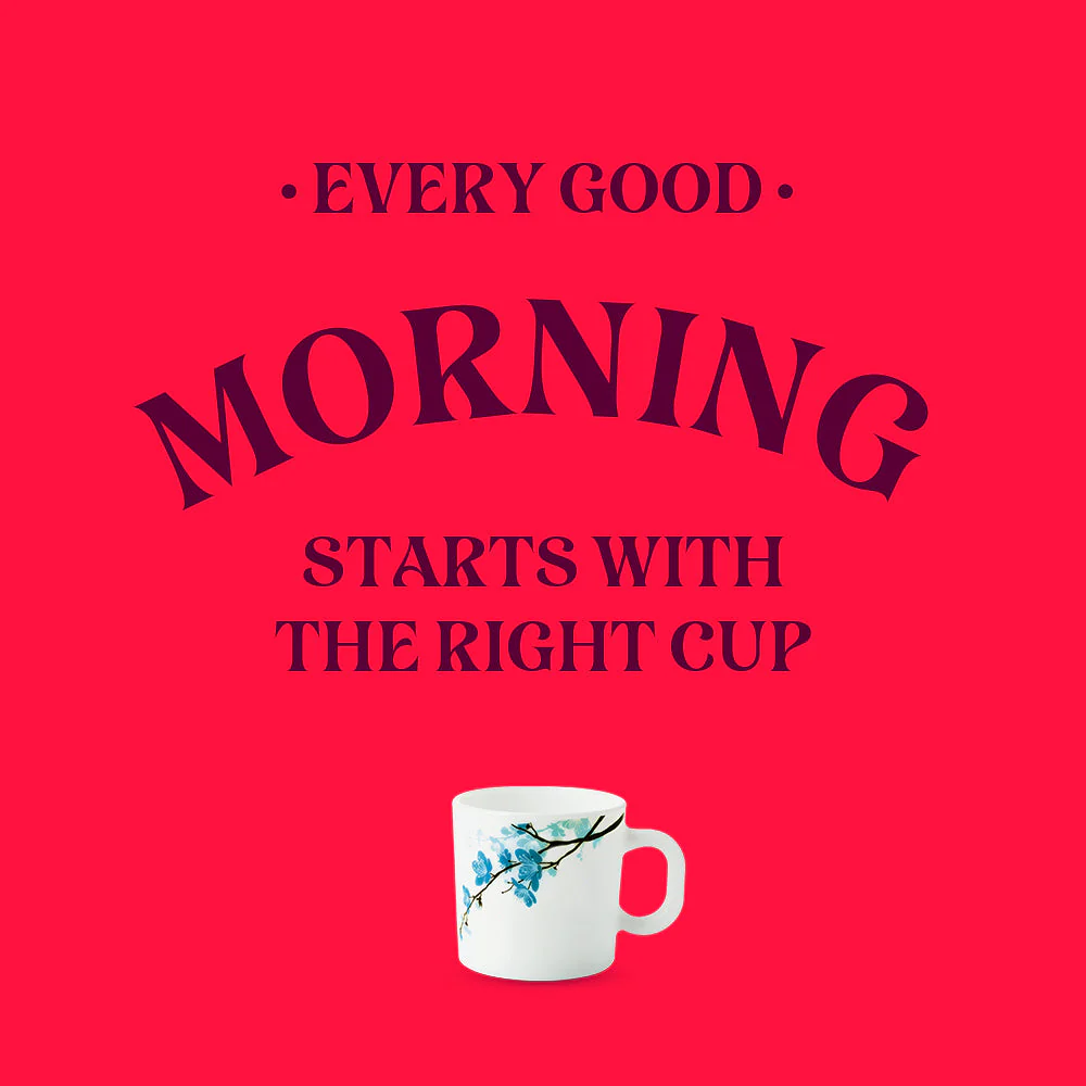 Larah by Borosil Mimosa Mug Set, 180ml x 6