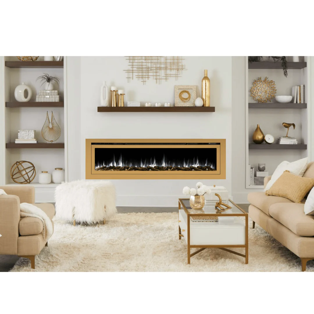 The Sideline Deluxe Gold 72 Inch Recessed Smart Electric Fireplace 86278