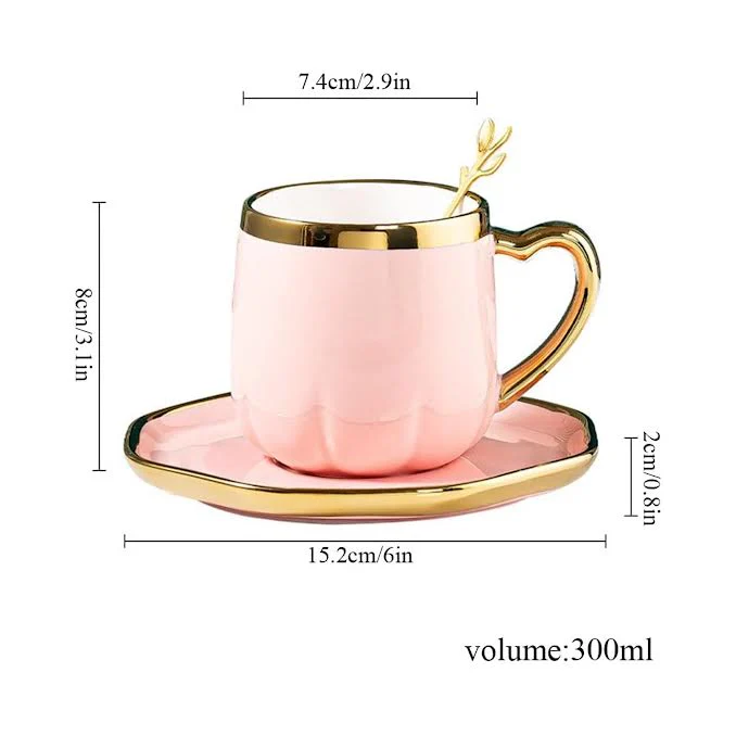 Ceramic Flower Tea Cup & Saucer Set Pink