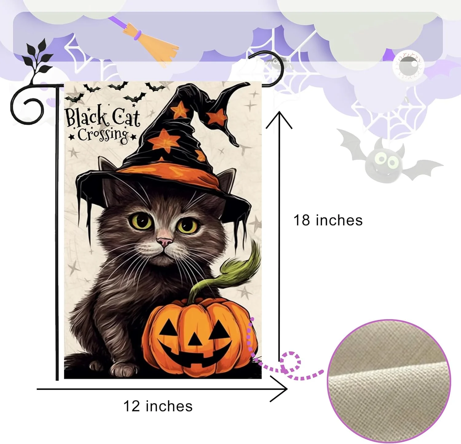Halloween Garden Flag 12x18 Inch, Vertical Double Sided, 6Pcs