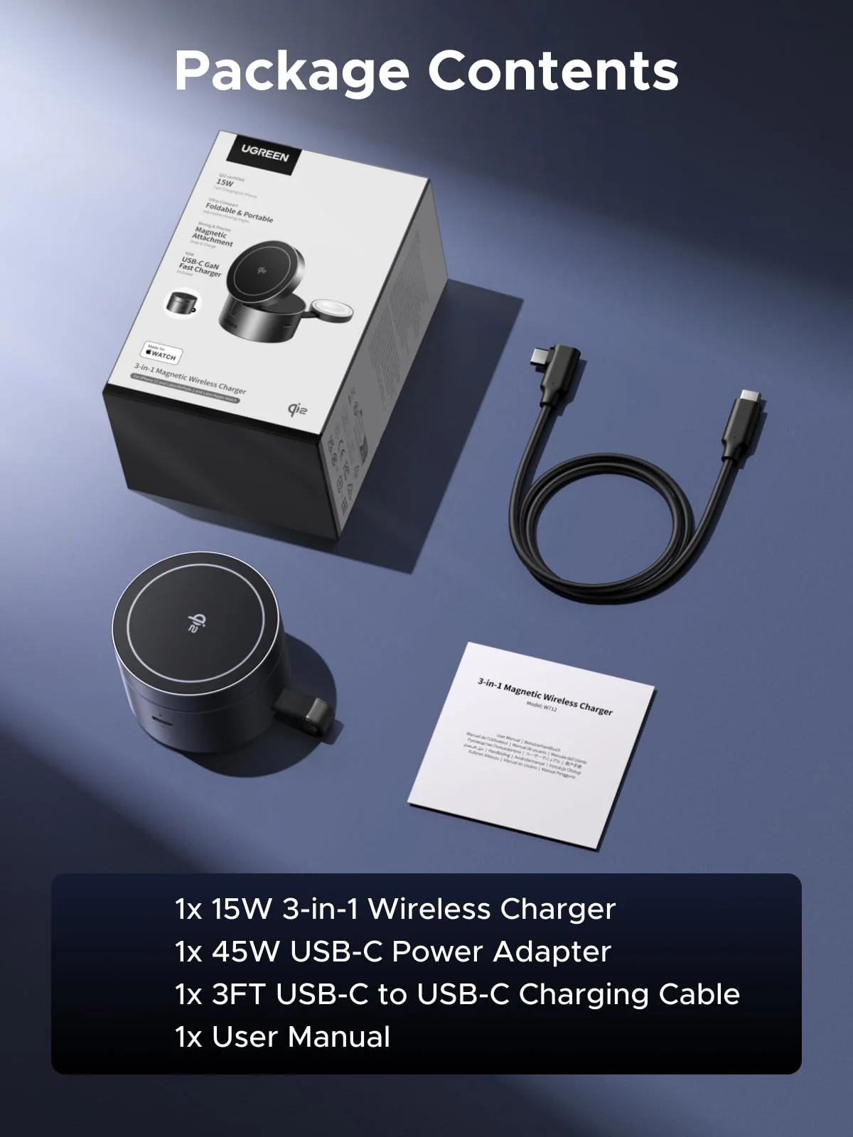 UGREEN UNO 3-in-1 Magnetic Wireless Charger 25W (MagSafe compatible)