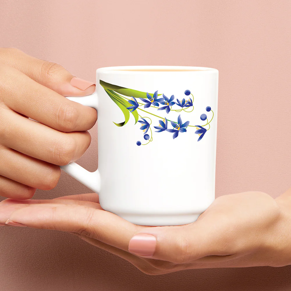 Larah by Borosil Lavender Mug Set, 240ml x 6