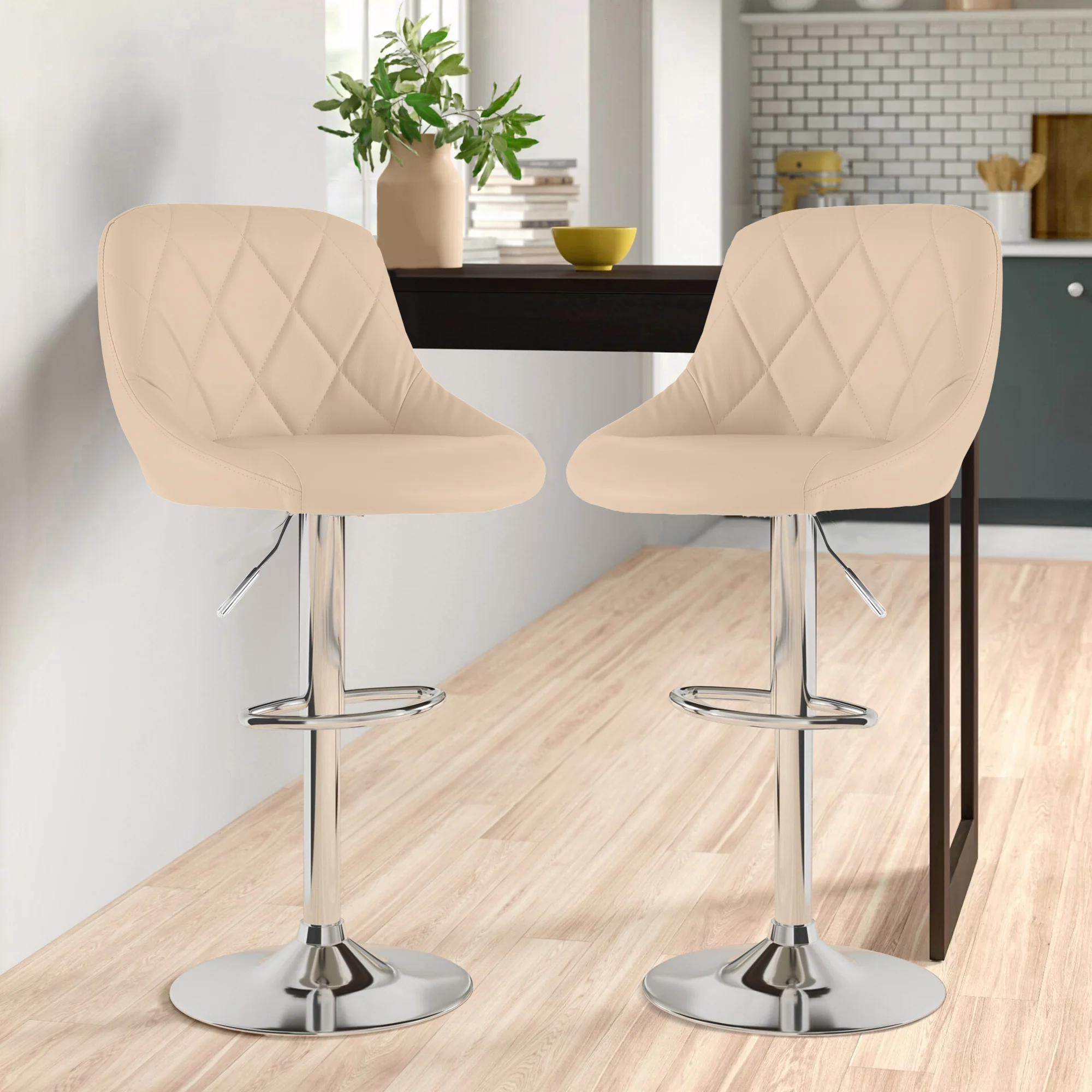 Cream Faux Leather Bar Stool