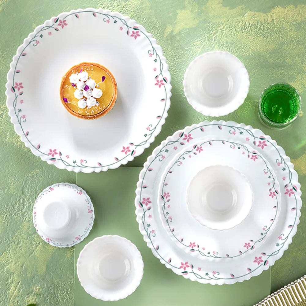 Larah by Borosil, Garland Dinner Set, 24 pc