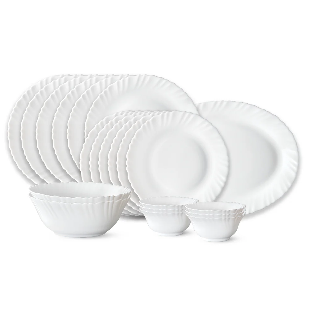 Larah by Borosil, Snow Dinner Set, 21 pc