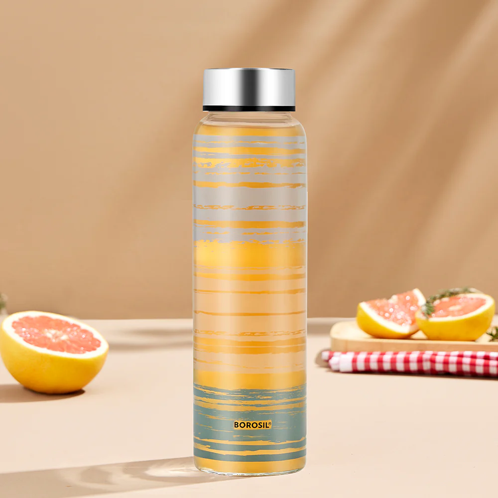 Crysto Wide Mouth Glance Glass Bottle, Silver Lid 1 L