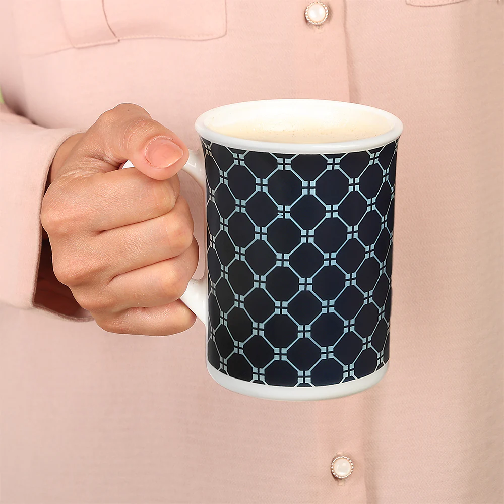 Larah By Borosil Kazak Blue Mug Set, 350ml x 2