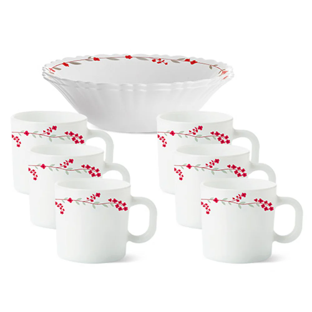 Larah by Borosil Verona Snack Set w Mugs, 8 pc