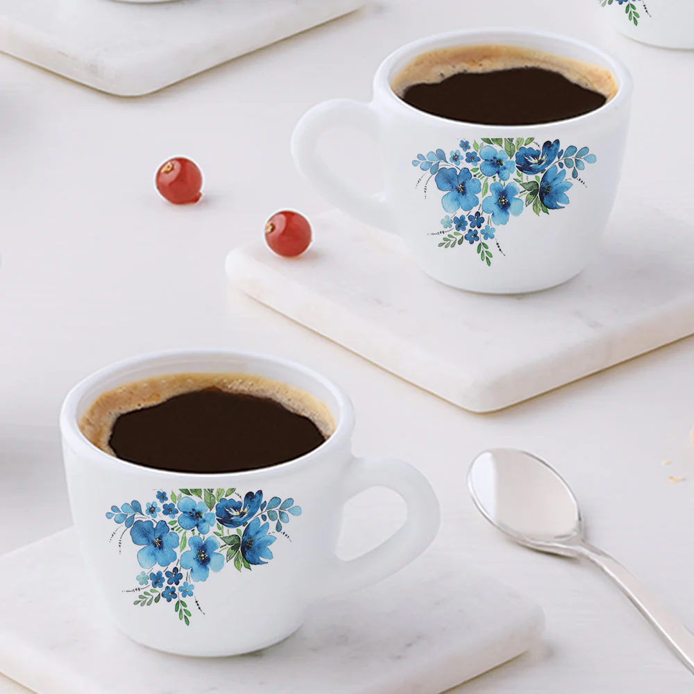 Larah by Borosil Pansy Cup Set, 140ml x 6