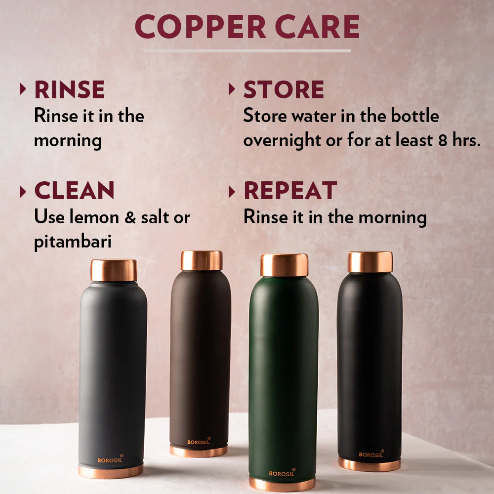 Borosil Eco Copper Bottle, Brown, 1L