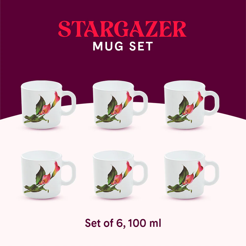 Larah by Borosil Stargazer Mug Set, 100ml x 6