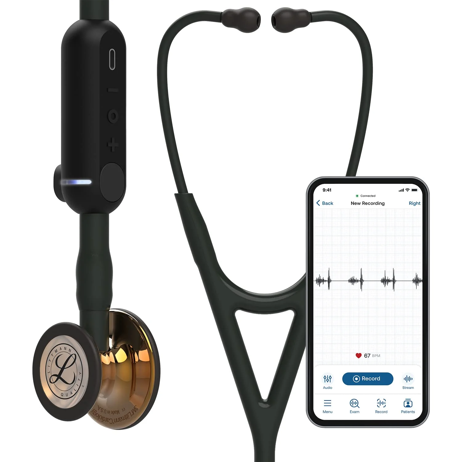 Digital Stethoscope, Advanced Up To 40x Amplification, Active Noise Cancellation, In-App Sound Wave Visualization