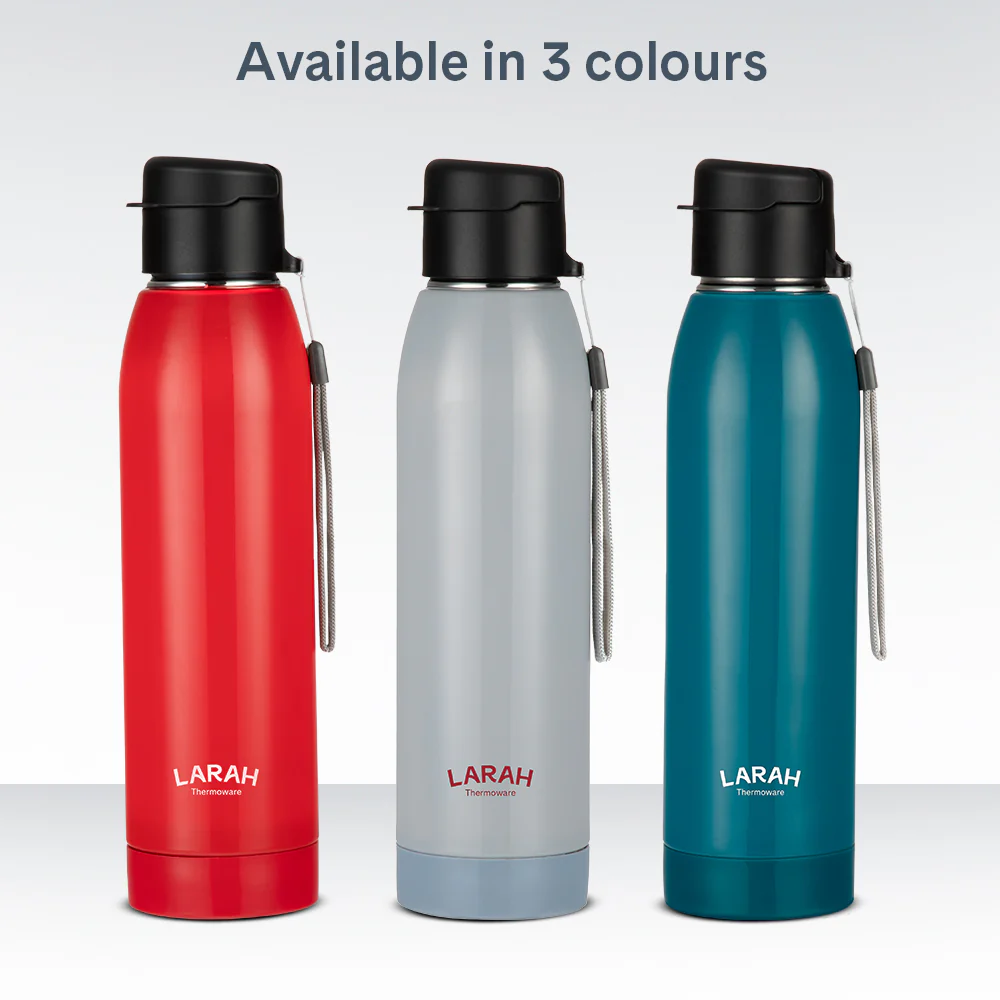 Larah Airo Round PU Thermoware Bottle, 650 ml, Red