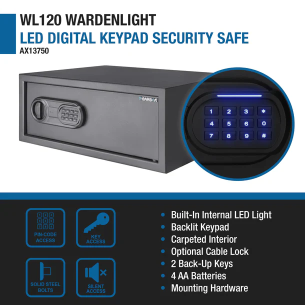 Barska AX13750 WardenLight LED Digital Keypad Safe