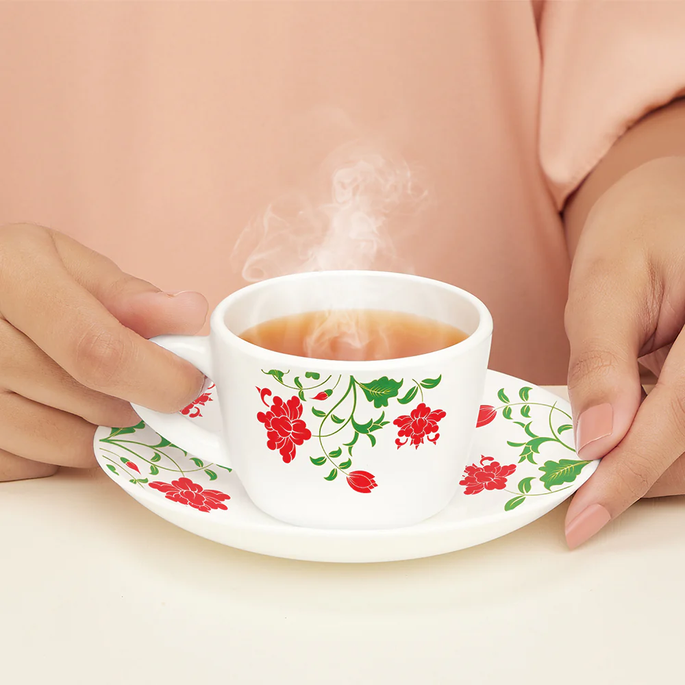 Larah by Borosil Hazel Cup n Saucer Set, 140ml x 12