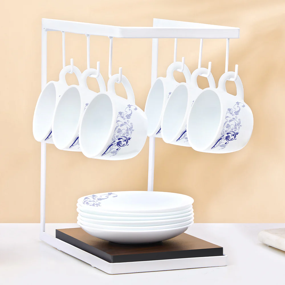 Larah By Borosil Blue Eve Cup n Saucer Set, 140ml x 12