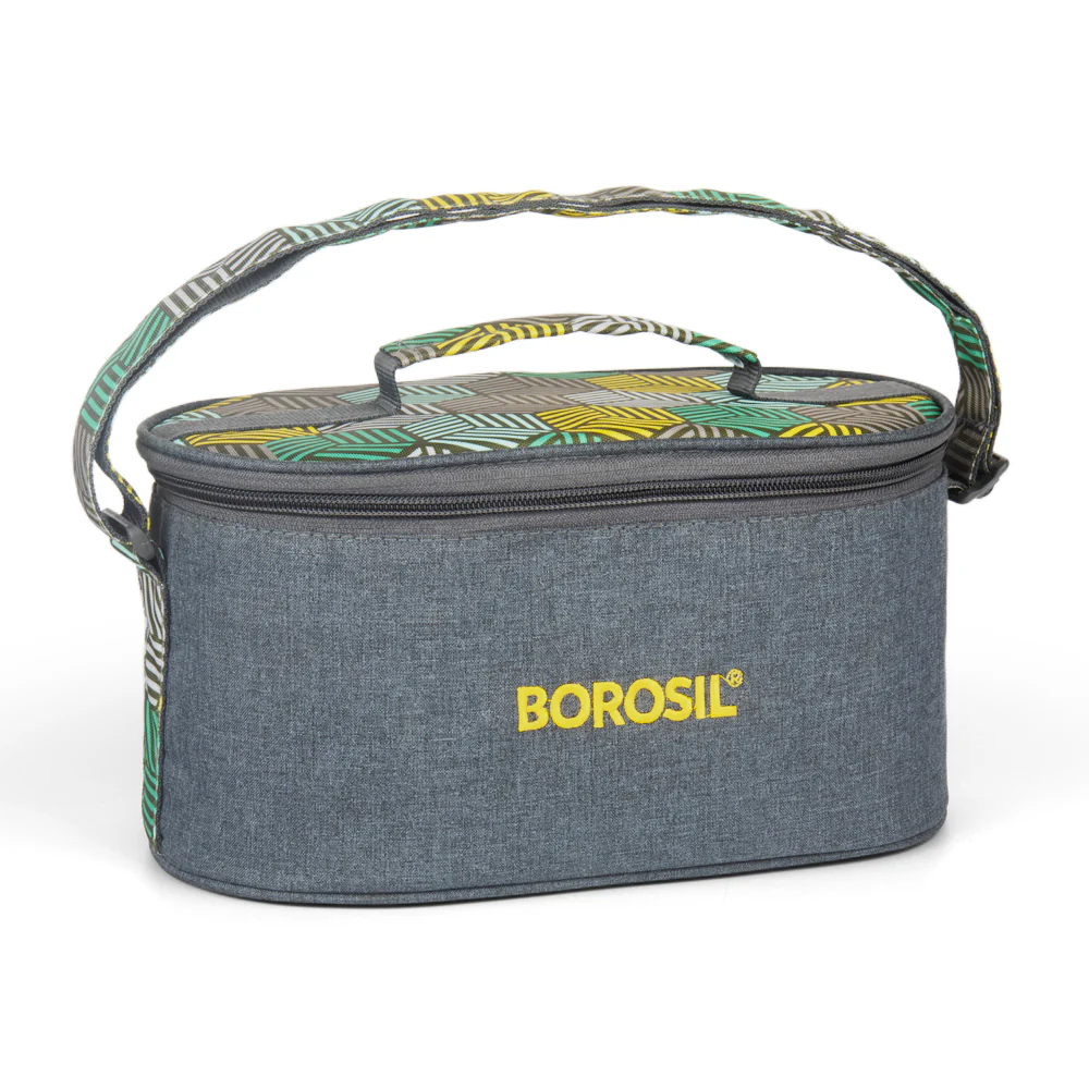 Borosil Foodluck Olive Glass Lunchbox, Set of 4, (320 ml x 2 + 400 ml x 2)