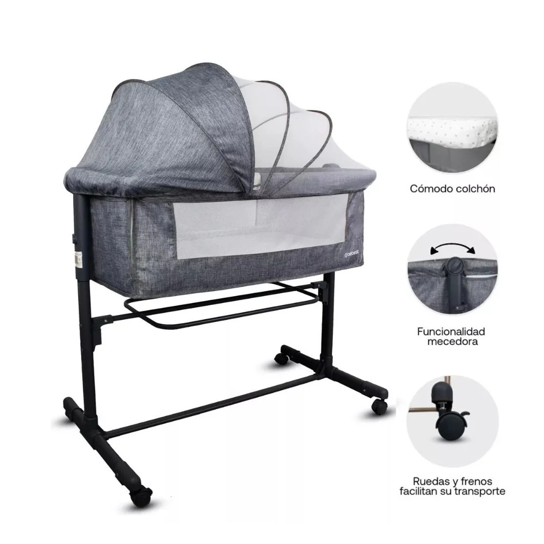 CUNA COLECHO SIDE BY SIDE GRIS BEBESIT