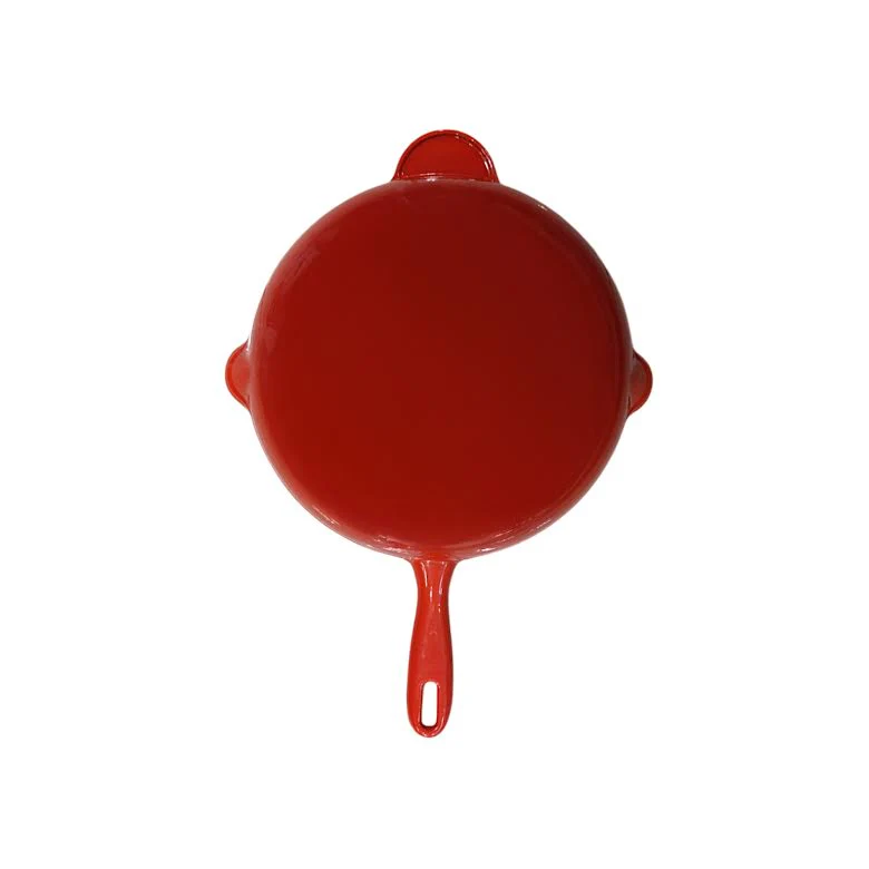 Aqua Enamel Cast Iron Fry Pan Red