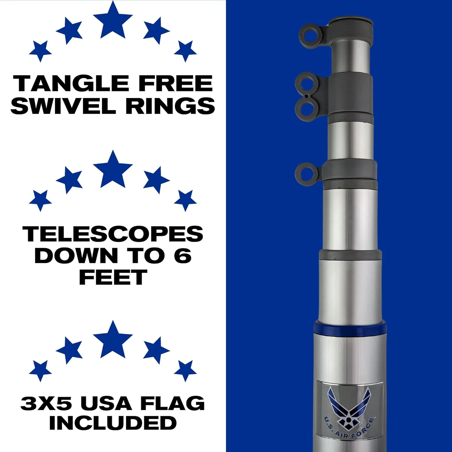 Heavy Duty Telescoping Flagpole Kit, 25 Foot