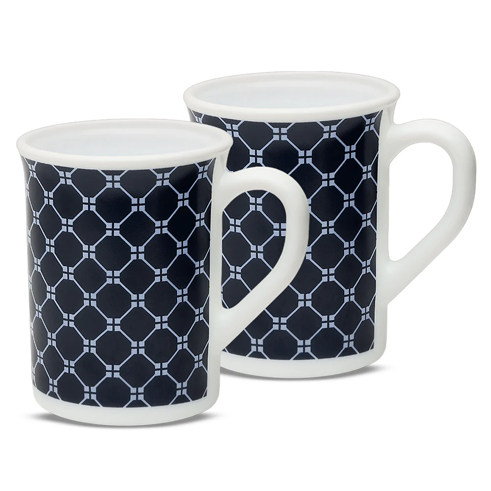 Larah By Borosil Kazak Blue Mug Set, 350ml x 2